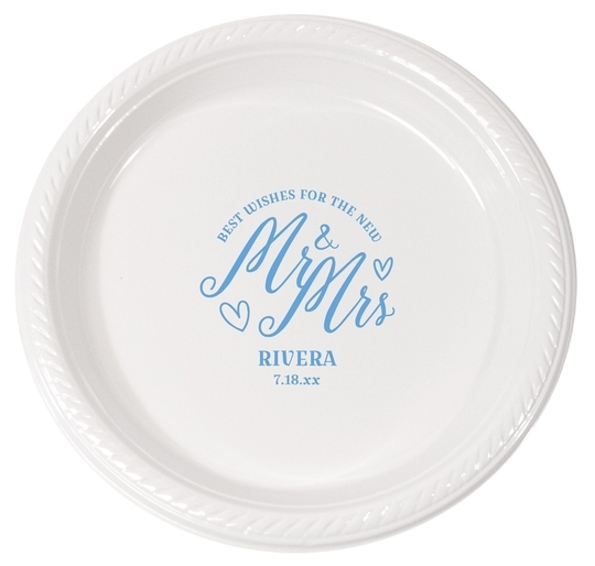 Personalized Mr. & Mrs. Best Wishes Plastic Plates