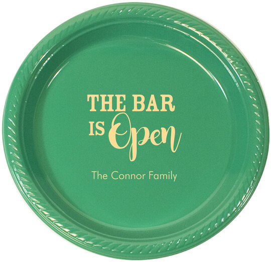 Personalized The Bar Is Open Plastic Plates