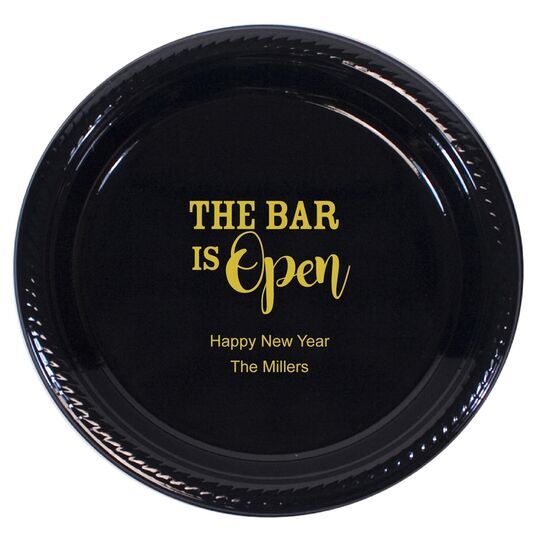 Personalized The Bar Is Open Plastic Plates