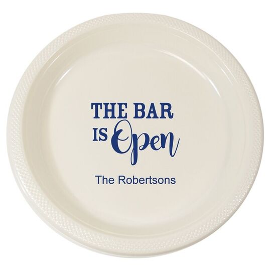 Personalized The Bar Is Open Plastic Plates