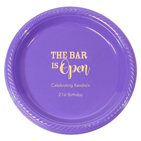 Personalized The Bar Is Open Plastic Plates