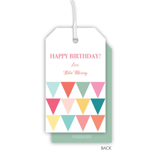 Colorful Pennants Hanging Gift Tags