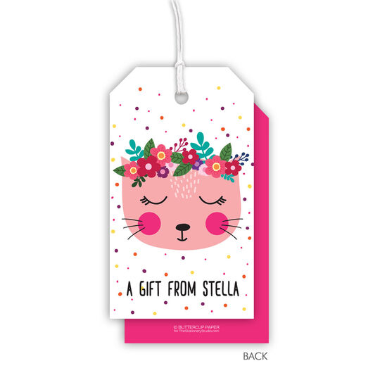 Floral Kitten Hanging Gift Tags