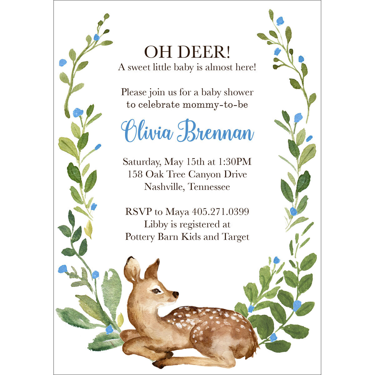 Woodland deer baby shower invitations shops