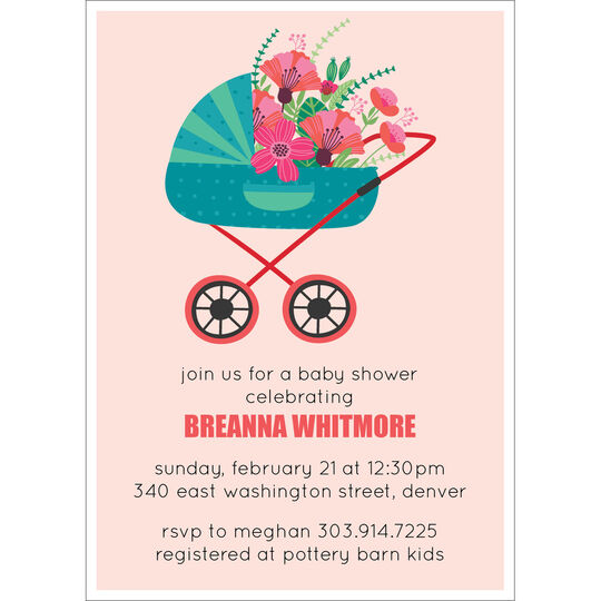Floral Carriage Baby Shower Invitations