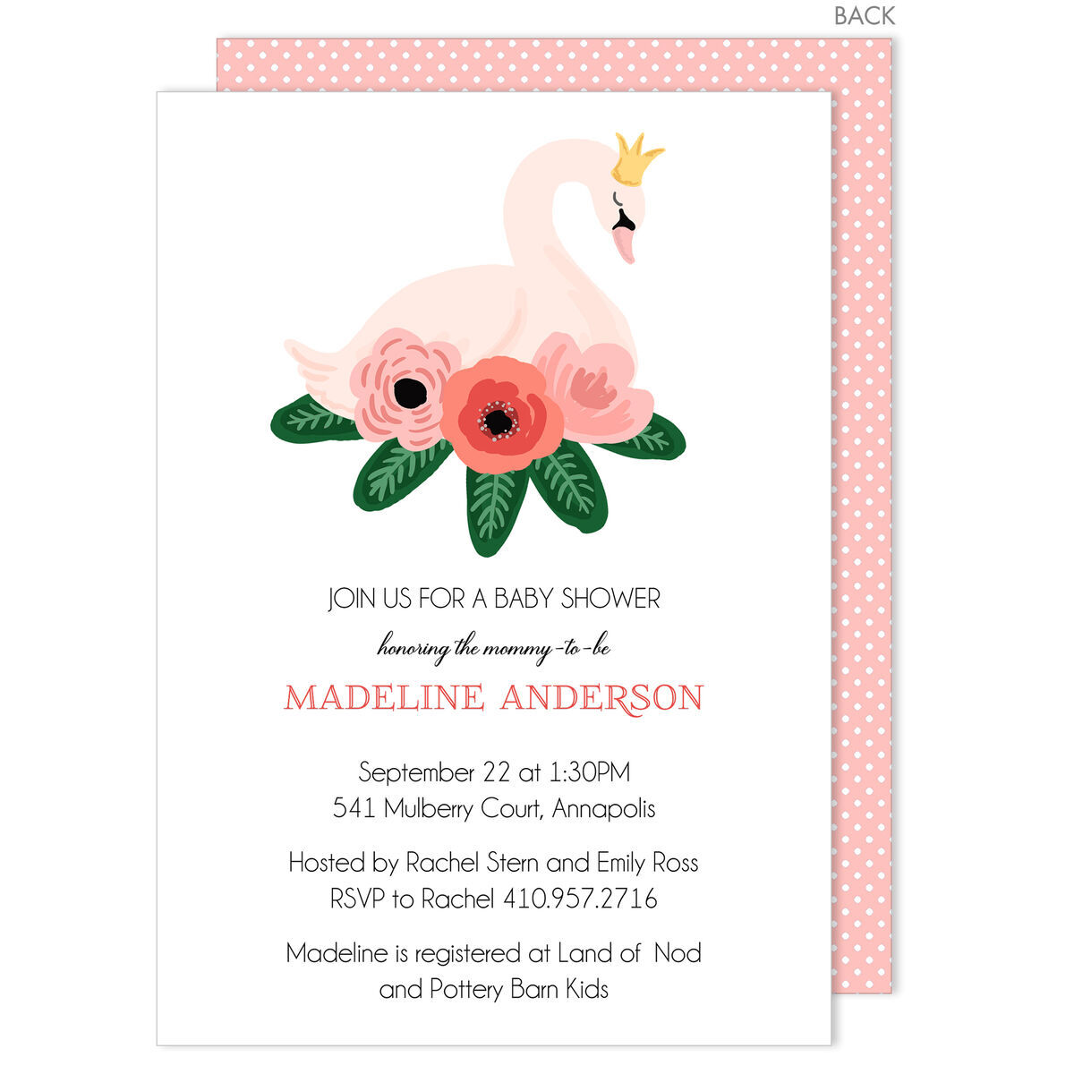 swan baby shower invitations