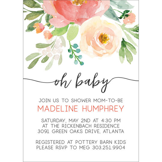 Floral Oh Baby Shower Invitations