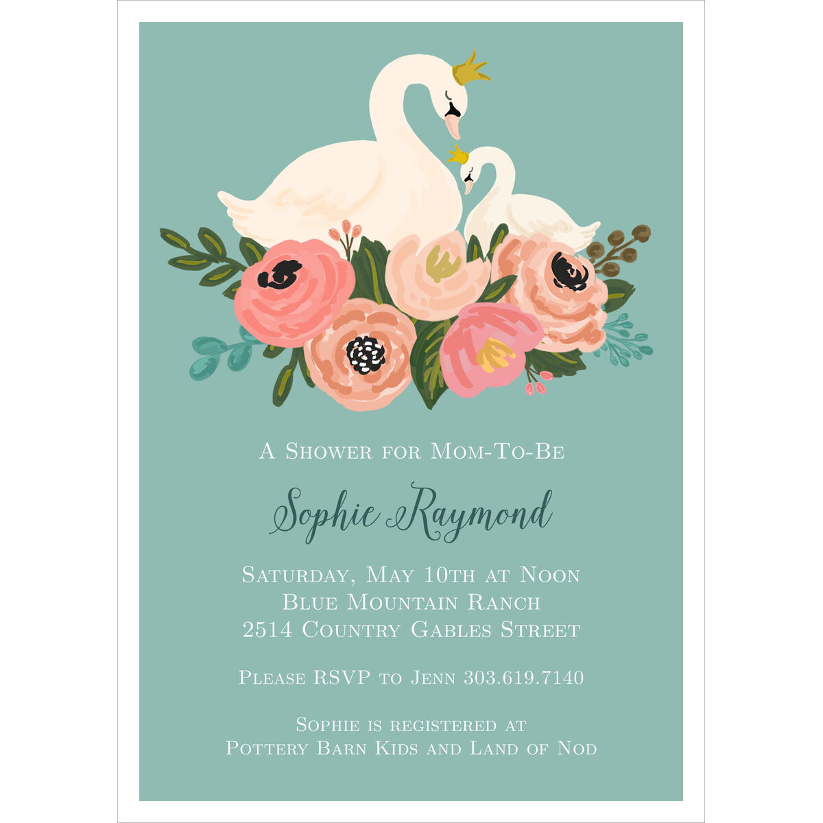 swan baby shower invitations