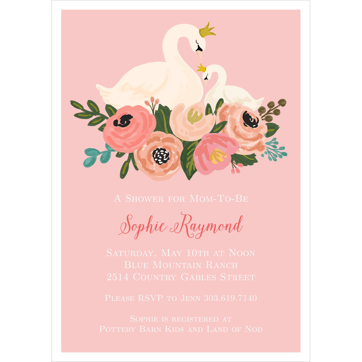 swan baby shower invitations