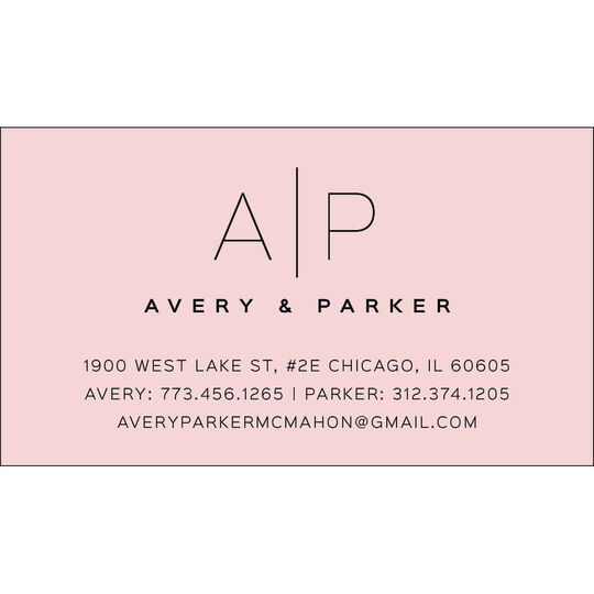 Duo Initials Contact Cards - Raised Ink