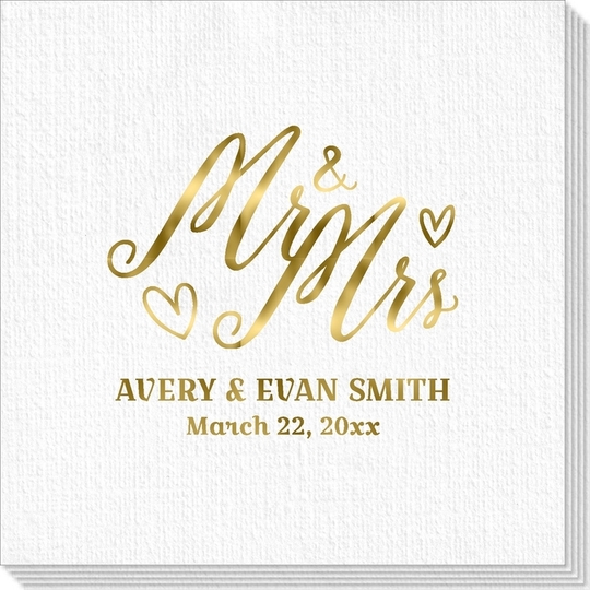 Mr & Mrs Hearts Luxury Deville Napkins