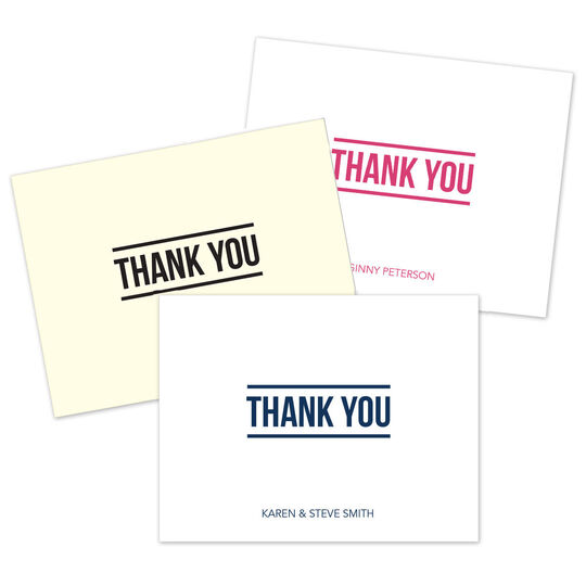 Bold Thank You Folded Note Cards - Raised Ink