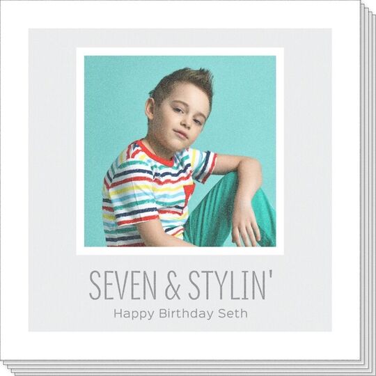 Your Text and Colored Frame Photo Napkins