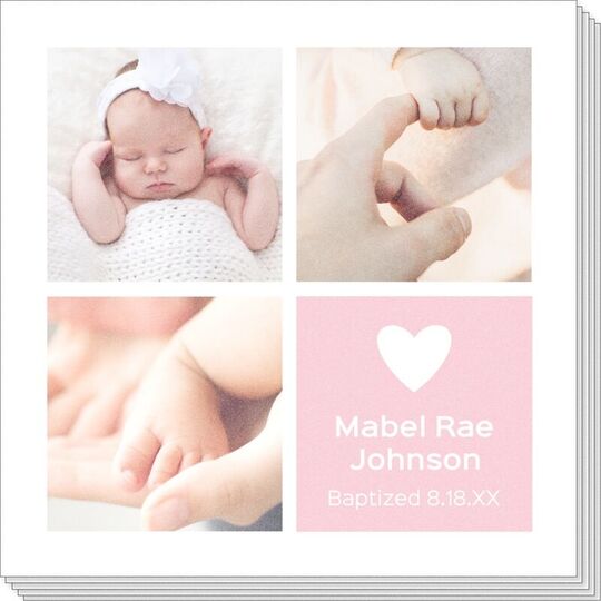 Heart Multi Block Photo Napkins