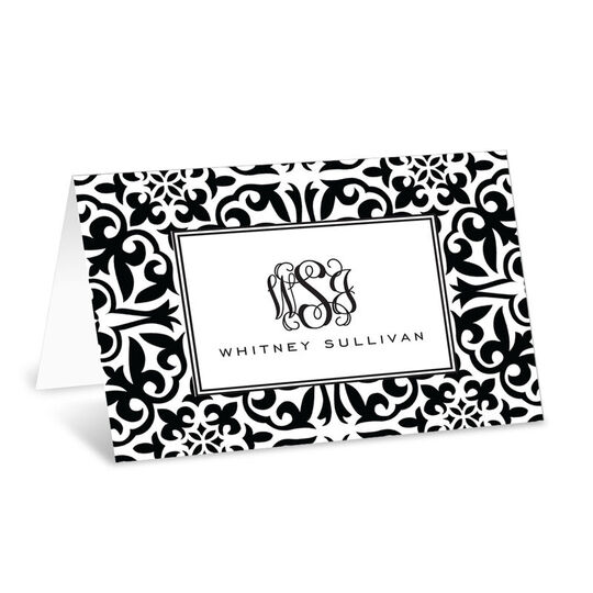 Black Damask Folded Enclosure Cards