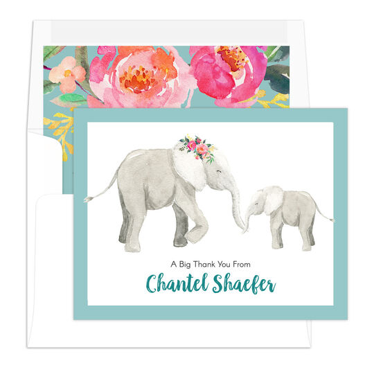 Elephants Folded Note Cards