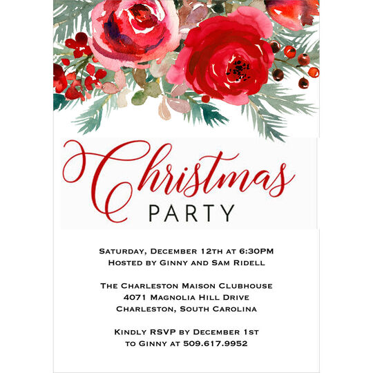 Christmas Roses Invitations