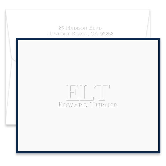 Fremont Bordered Folded Note Cards - Embossed