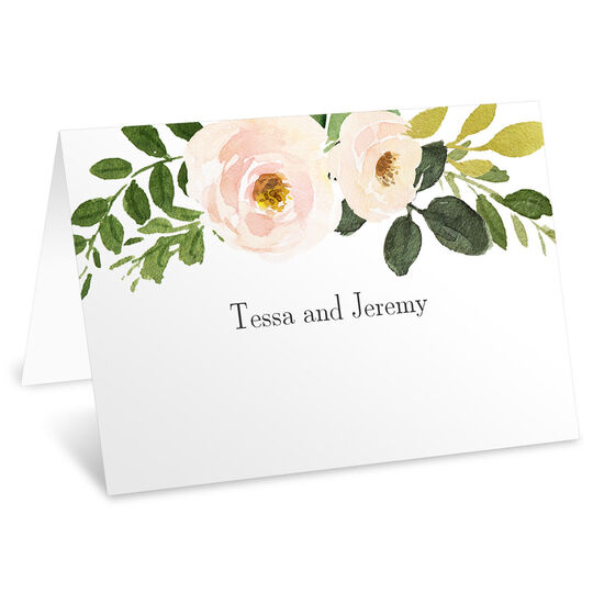 Pink Peony Spray Folded Place Cards