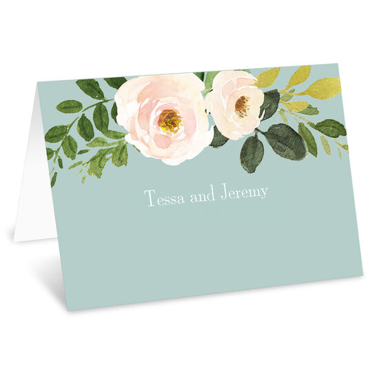 Spray of Roses Folded Place Cards