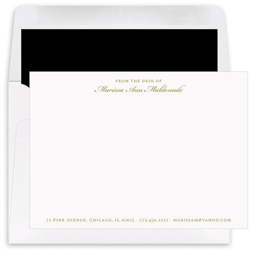 Script Name with Line Above Flat Note Cards - Raised Ink