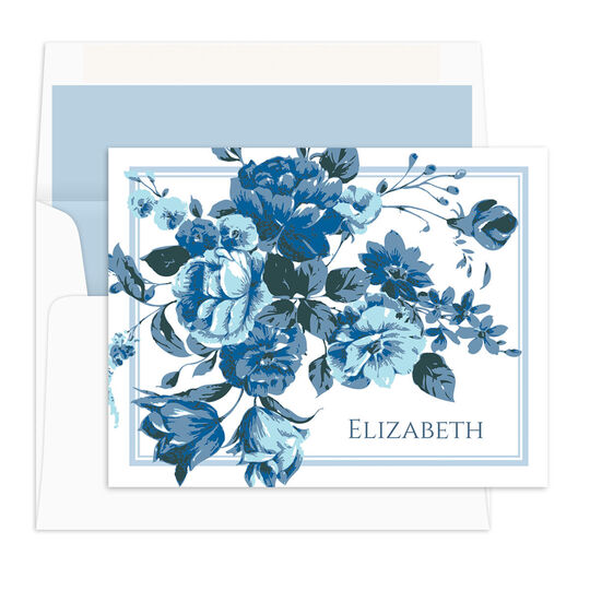 Impressive Blue Roses Folded Note Cards