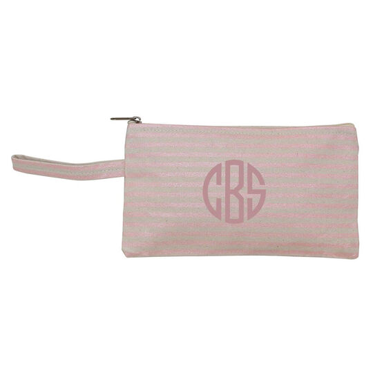 Personalized Metallic Rose Gold Stripes Clutch Bag