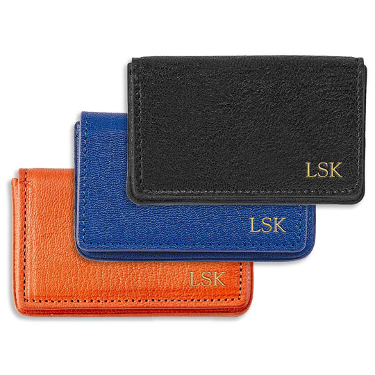 Hard Cover Personalized Leather Card Case