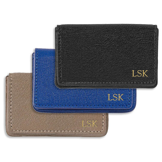 Hard Cover Personalized Leather Card Case