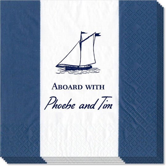 Navy Bandol Stripe Caspari Napkins