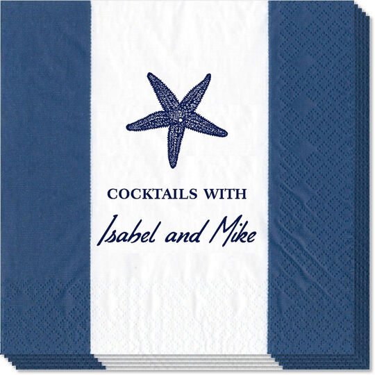 Navy Bandol Stripe Caspari Napkins