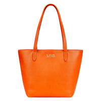 Personalized Orange Ella Leather Travel Tote Bag