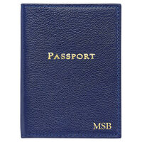 Personalized Indigo Leather Passport Cover