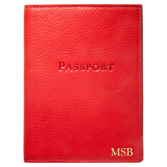 Personalized Red Leather Passport Cover