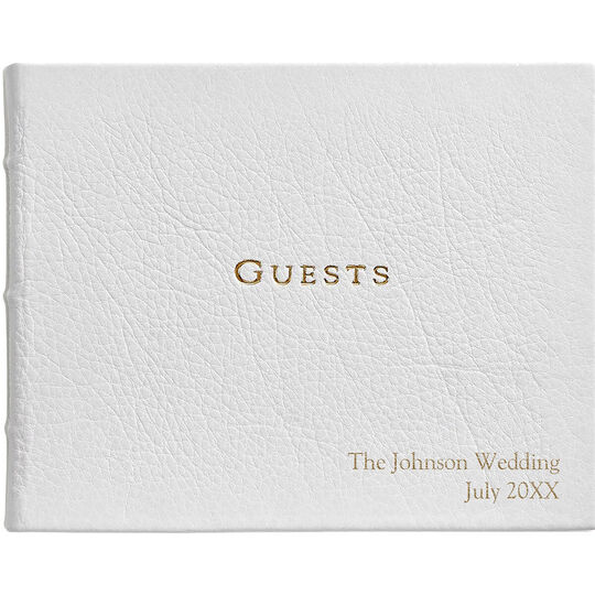 White Leather Personalized Guest Book