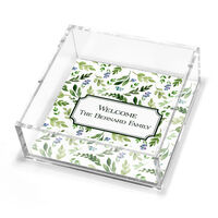 Green Sprigs and Buds Petite Lucite Trinket Tray