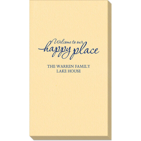 Welcome to Our Happy Place Linen Like Guest Towels