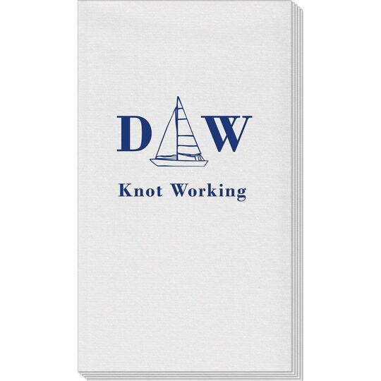 Sailboat Initials Linen Like Guest Towels