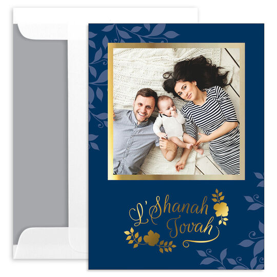 Foil L'Shanah Tovah Photo Jewish New Year Cards