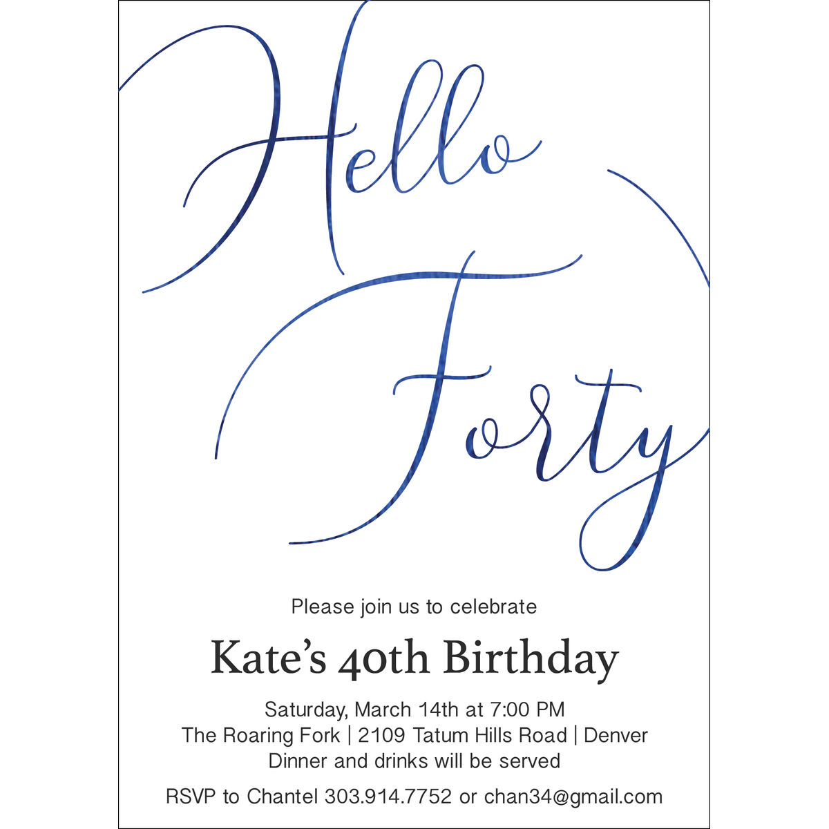 Hello Forty Foil Birthday Invitations