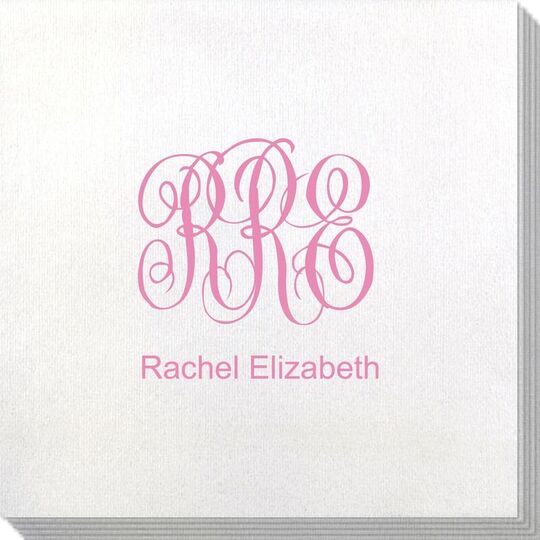 Script Monogram with Text Bamboo Luxe Napkins