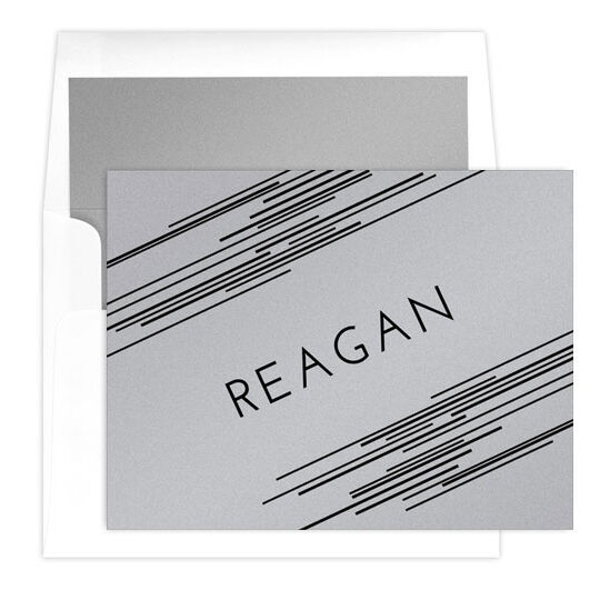 Angled Lines Folded Shimmer Note Cards