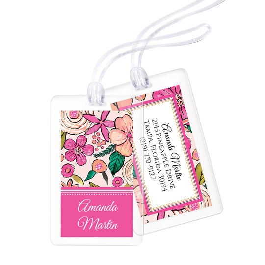 Pink Modern Floral Luggage Tags