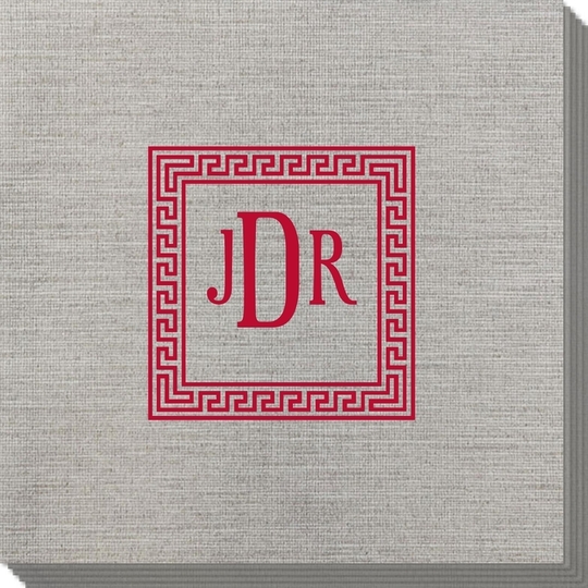 Greek Key Border with Monogram Bamboo Luxe Napkins