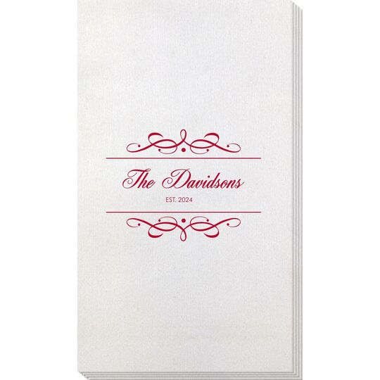 Royal Flourish Framed Names with Text Bamboo Luxe Guest Towels