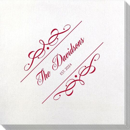 Royal Flourish Framed Names and Text Bamboo Luxe Napkins