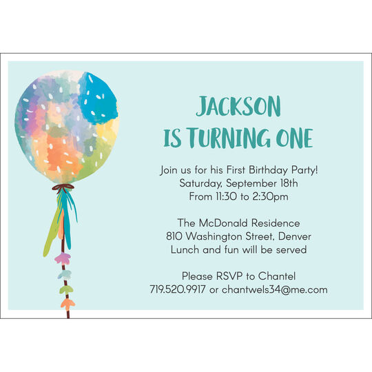 Blue Tie-Dye Balloon Invitations