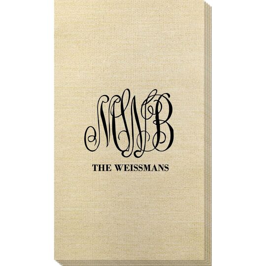 Large Script Monogram with Text Bamboo Luxe Guest Towels