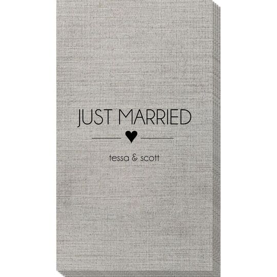 Just Married with Heart Bamboo Luxe Guest Towels