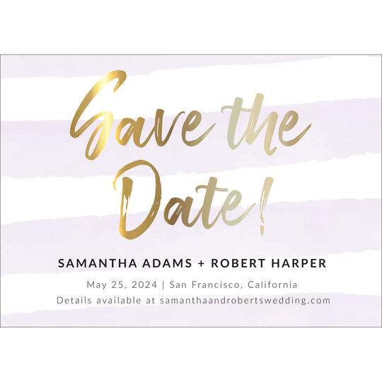 Faux Gold Foil and Stripes Save the Date Cards